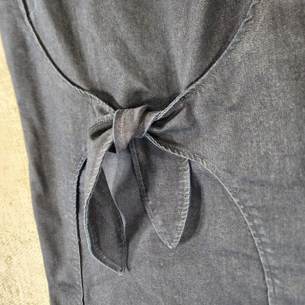 Holding Horses Anthropologie Clara Tie Front Denim Dress Womens 4 Dark Dye Blue - Picture 2 of 11